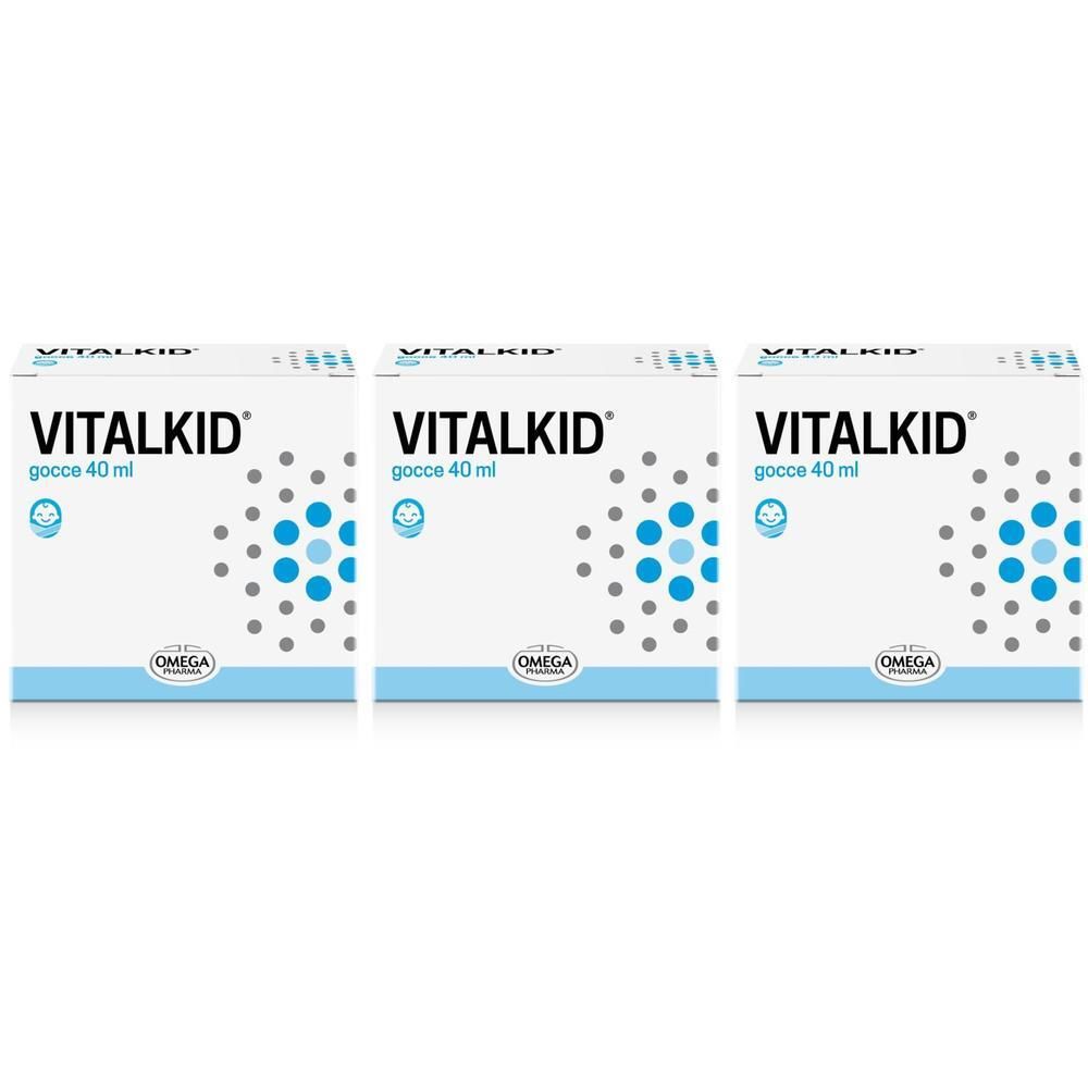 Tre scatole di VITALKID® Gocce Multivitaminico per bambino, 40 ml.
