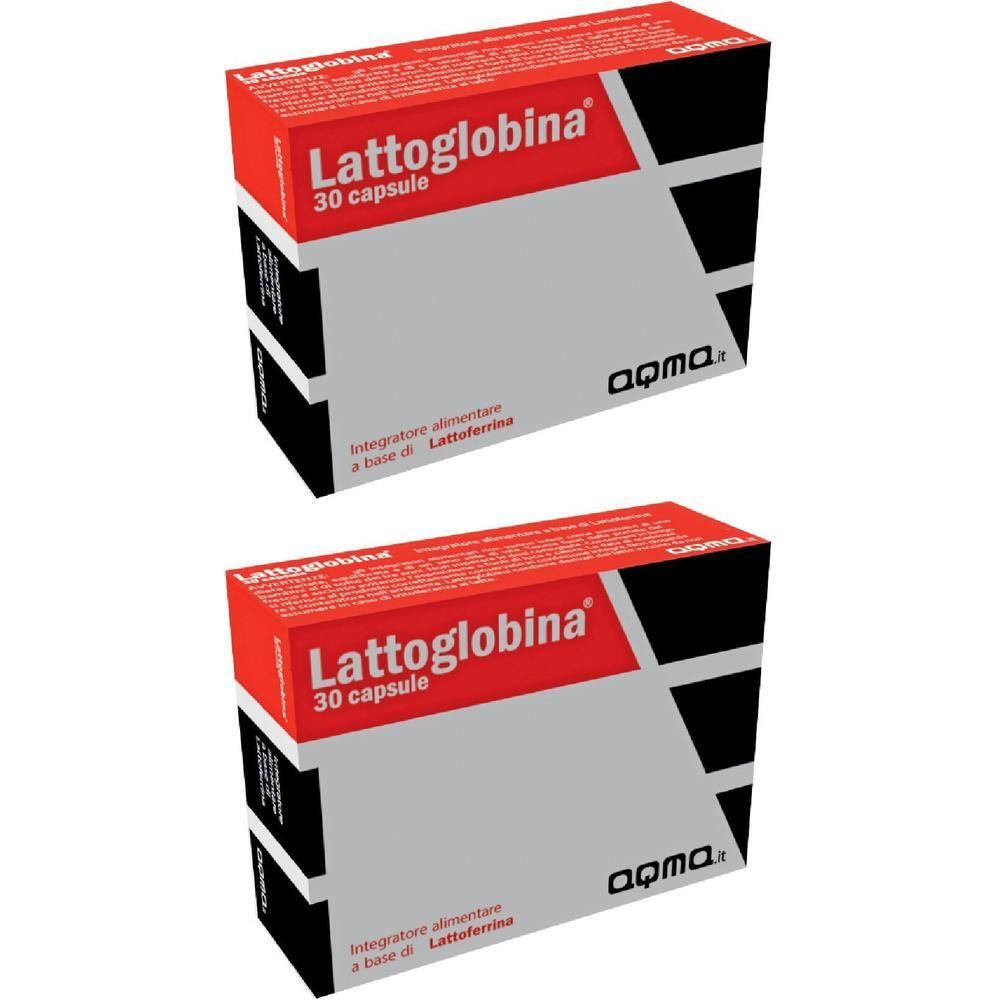 Due confezioni di capsule Lattoglobina, 30 capsule per confezione. Apma. Integratore alimentare a base di Lattoferrina.