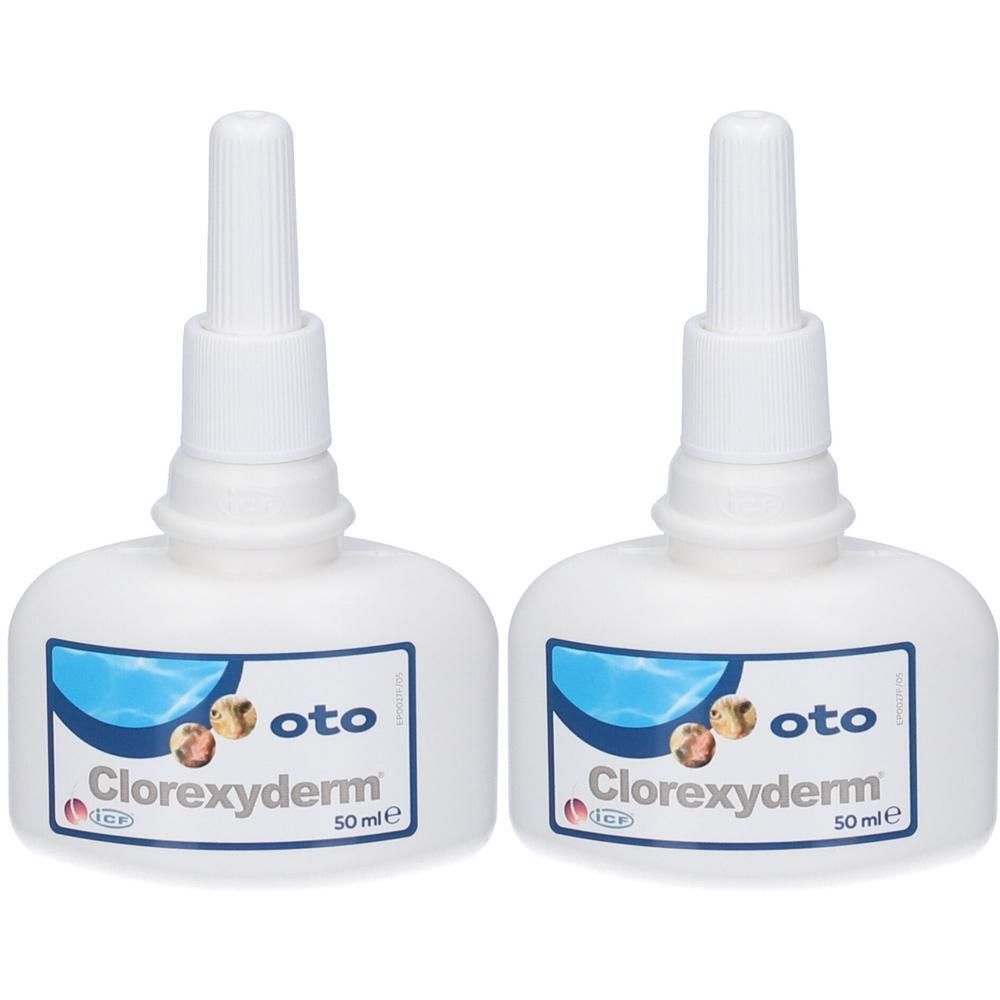 Due flaconi Clorexyderm Oto detergente auricolare, 50ml.