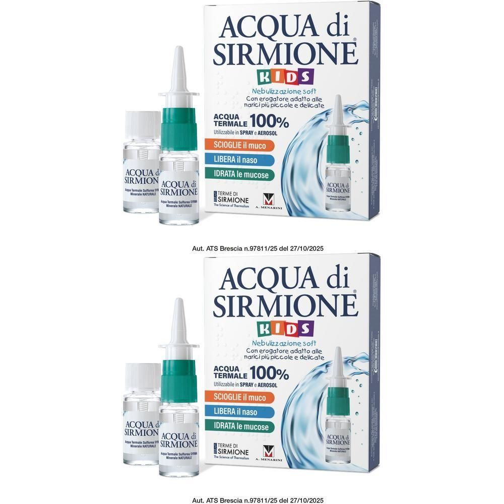 Acqua di Sirmione Kids: set con due flaconcini e una scatola. Include un erogatore spray.