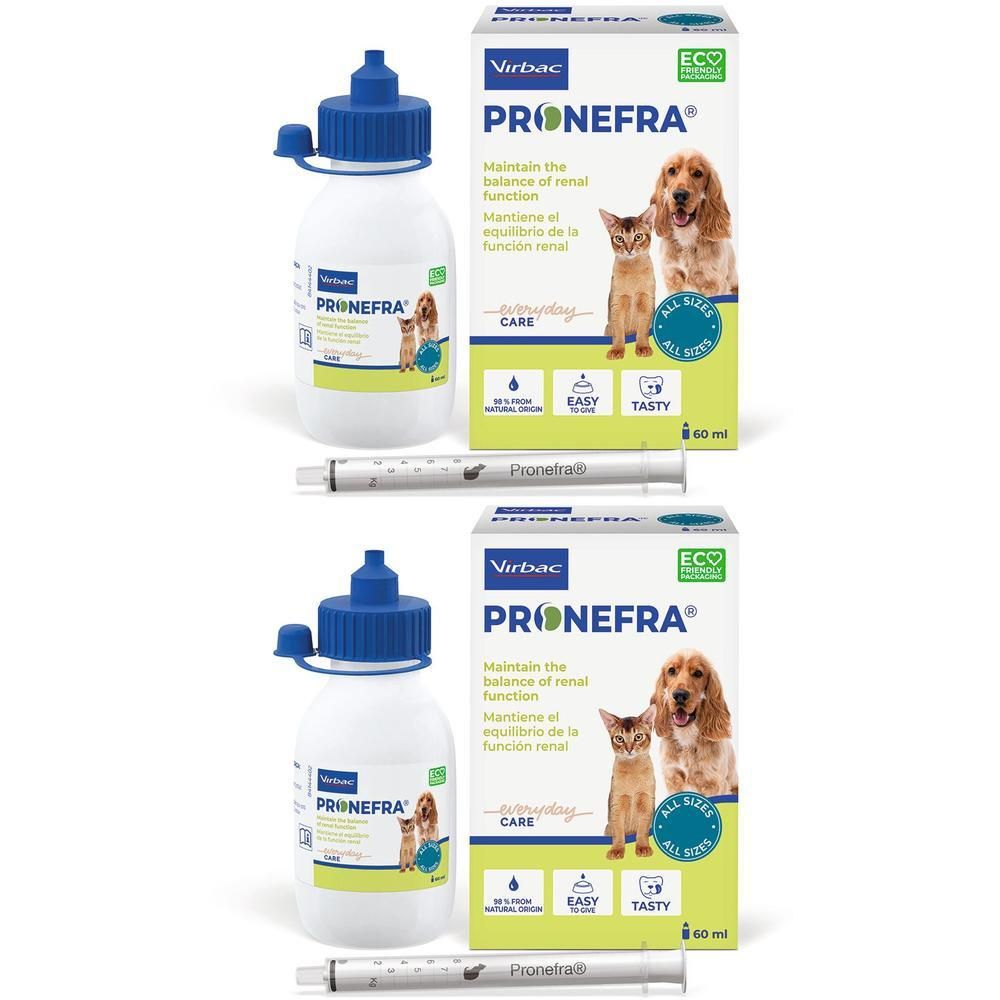 Due flaconi di Virbac Pronefra, 60 ml.