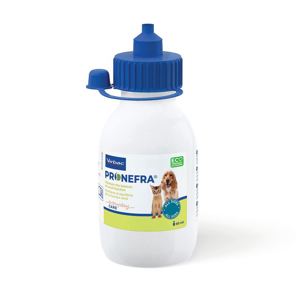 Flacone Pronefra 60ml con siringa dosatrice, mangime complementare per cani e gatti.