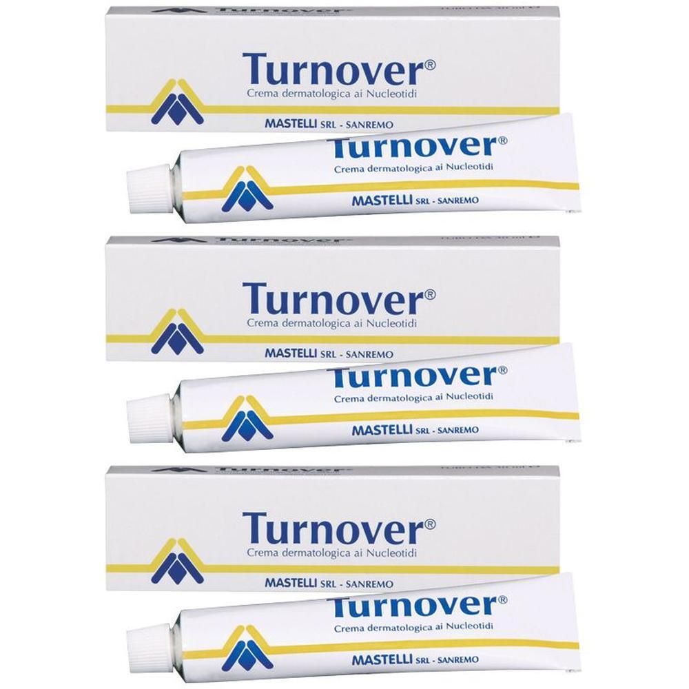 Quattro tubi e scatole di Turnover Crema Dermatologica ai Nucleotidi.