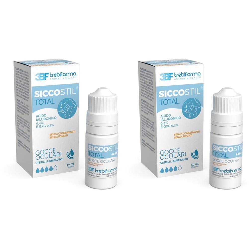 Due confezioni di collirio Siccostil Total, 20 ml ciascuna.