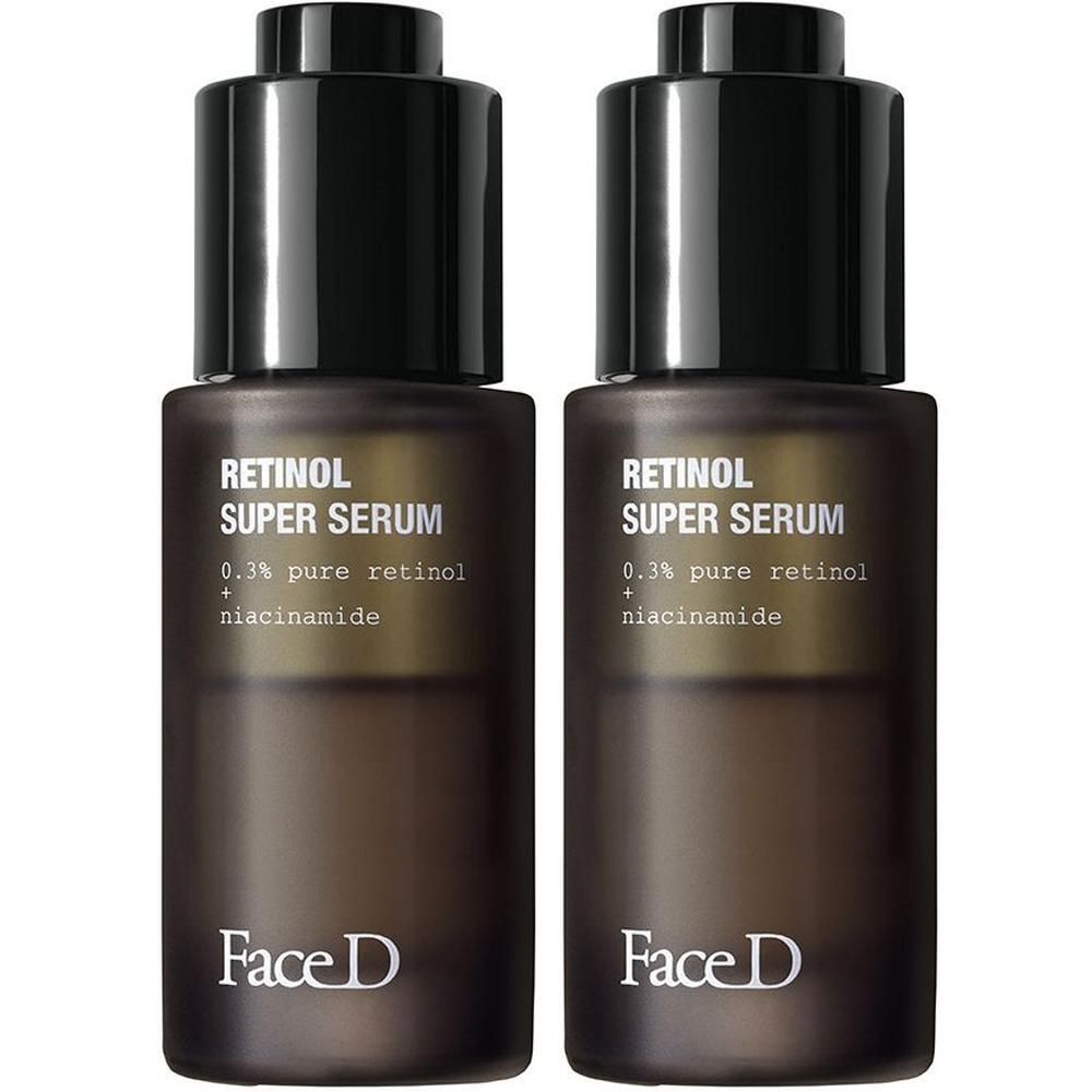 Due flaconi di Face D Super Siero di Retinolo con tappo contagocce.