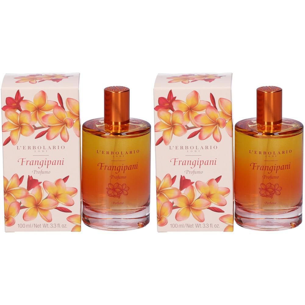 Due flaconi L'Erbolario Frangipani Eau de Parfum con scatole, 100 ml.