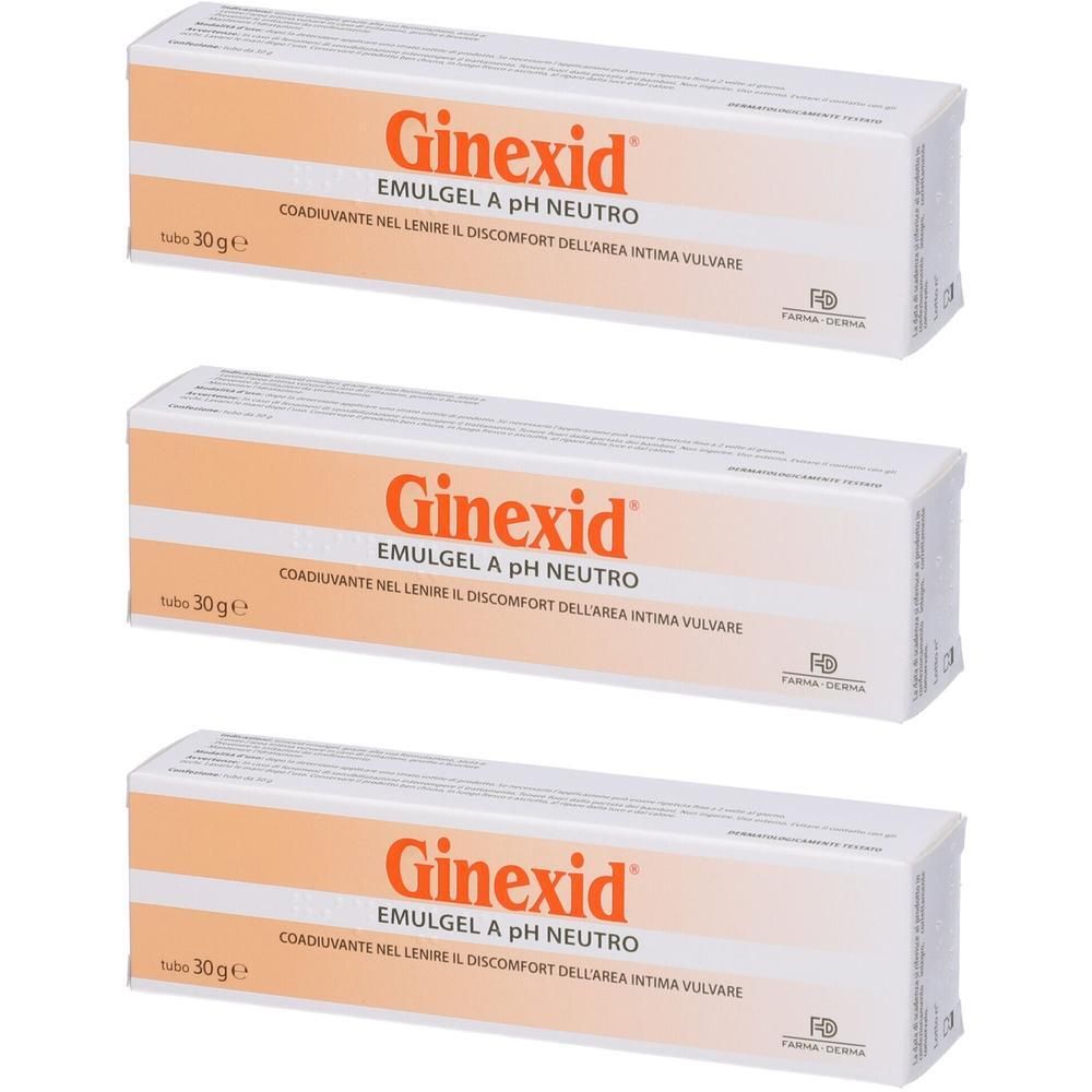 Tre confezioni di Ginexid Emulgel, 30g.