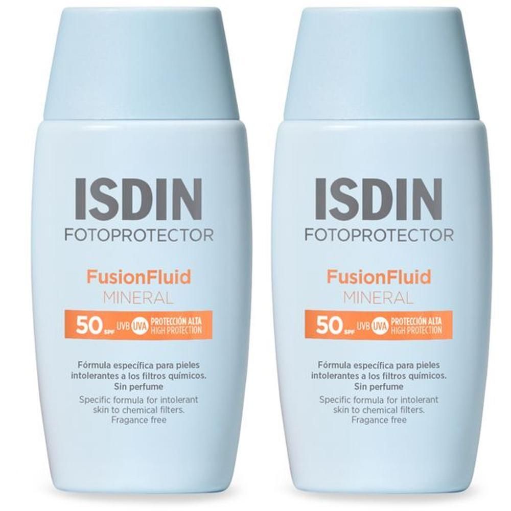 Due flaconi ISDIN Fotoprotector Fusion Fluid Mineral SPF50.