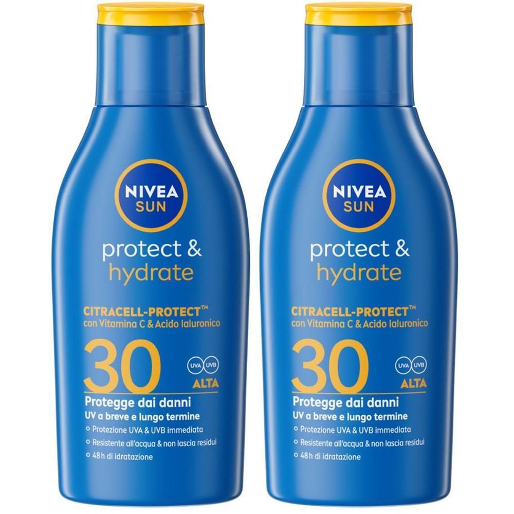 Nivea Sun Latte Solare Protect & Hydrate SPF30 100 ml, Crema solare 30 idratante in formato viaggio
