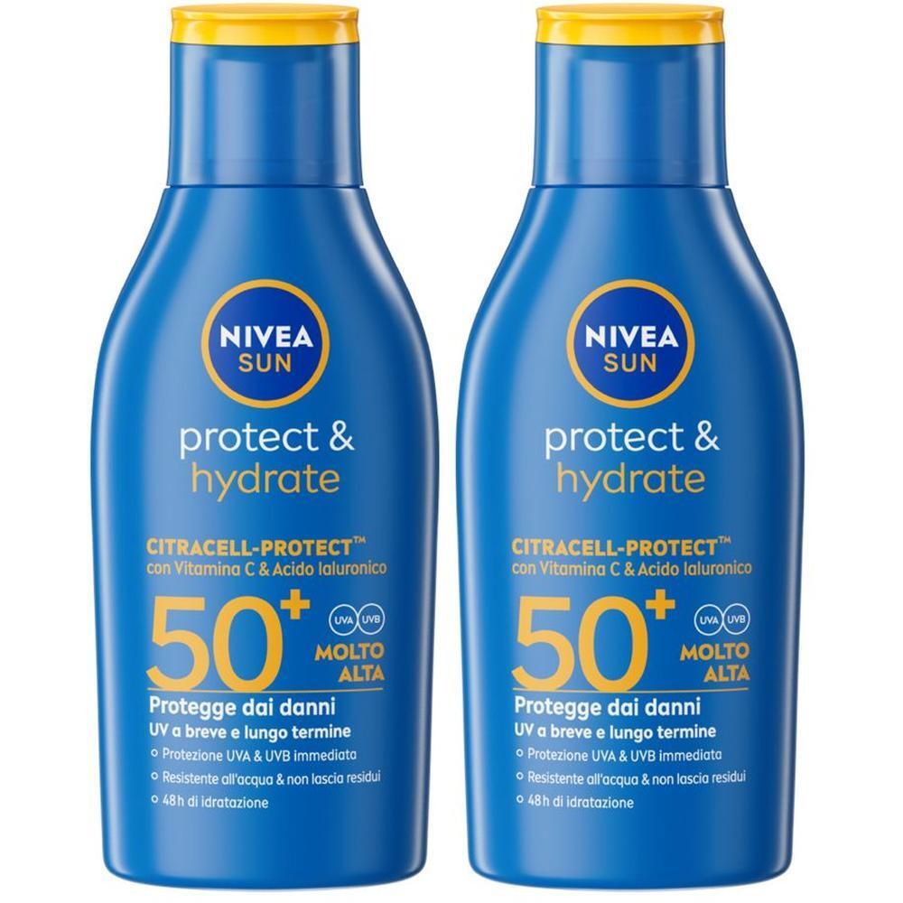 Nivea Sun Latte Solare Protect & Hydrate SPF50+ 100 ml, Crema solare 50+ idratante formato viaggio