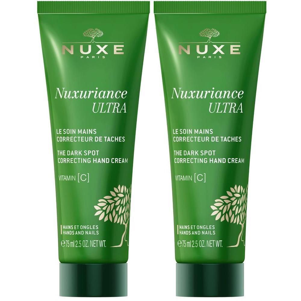 Due tubi verdi di crema mani Nuxe Nuxuriance Ultra, 75ml.