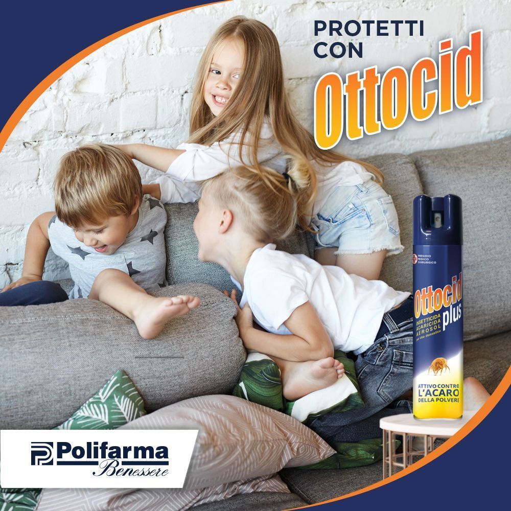 Bomboletta Ottocid Plus vicino a bambini che giocano su un divano.