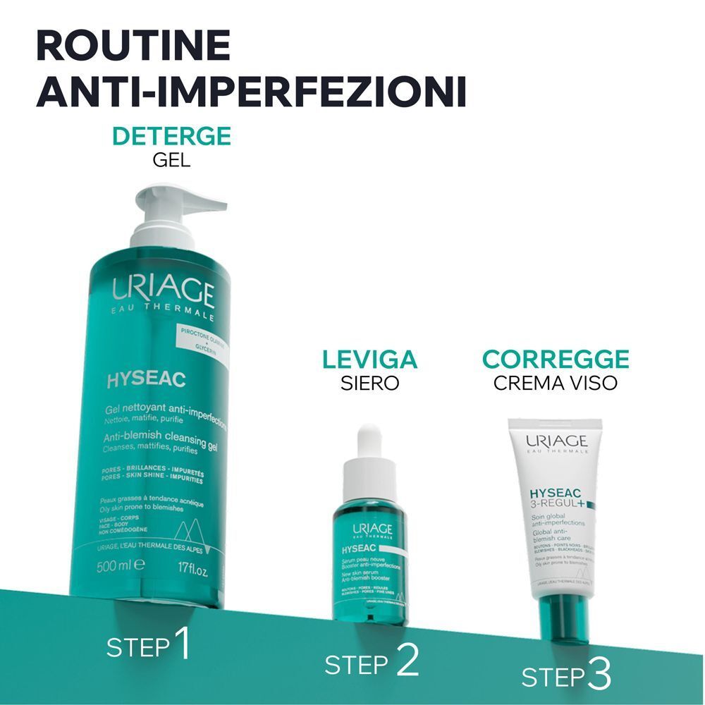 URIAGE HYSEAC Gel detergente anti-imperfezioni viso e corpo, pelle grassa, lucida, acneica