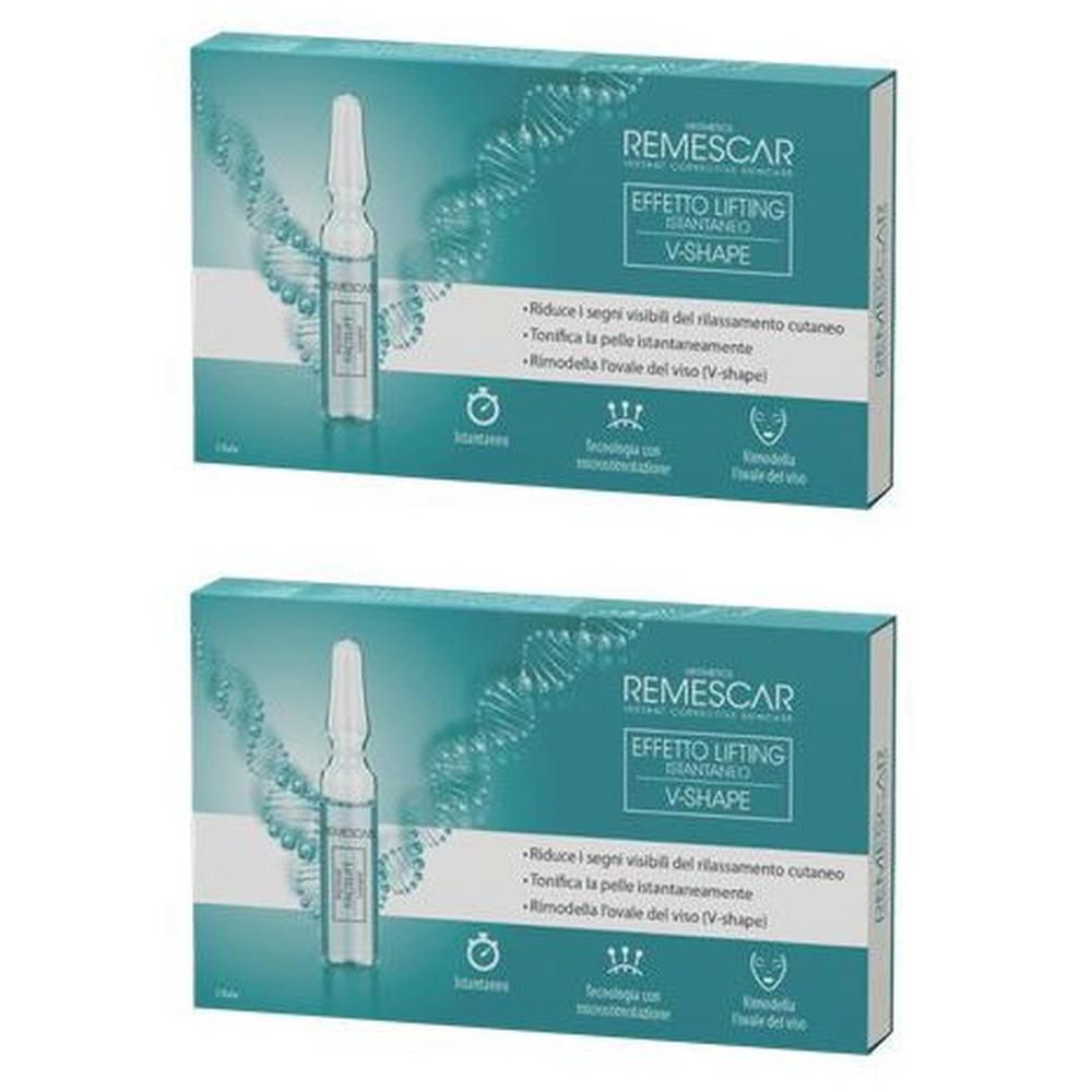 Due confezioni di fiale Remescar Effetto Lifting V-Shape con design a spirale di DNA.