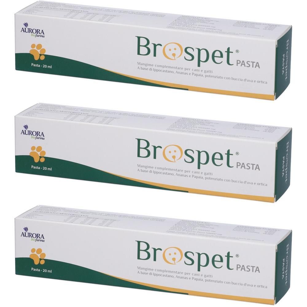 Tre confezioni Brospet PASTA, 20ml, per cani e gatti.
