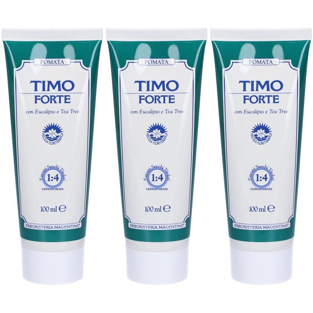 Tre tubetti di Pomata Timo Forte con Eucalipto e Tea Tree Oil, 100 ml.