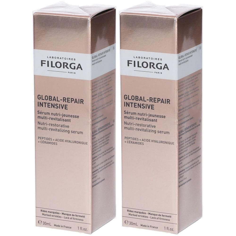 Due confezioni di siero FILORGA Global-Repair Intensive, 30ml ciascuna.