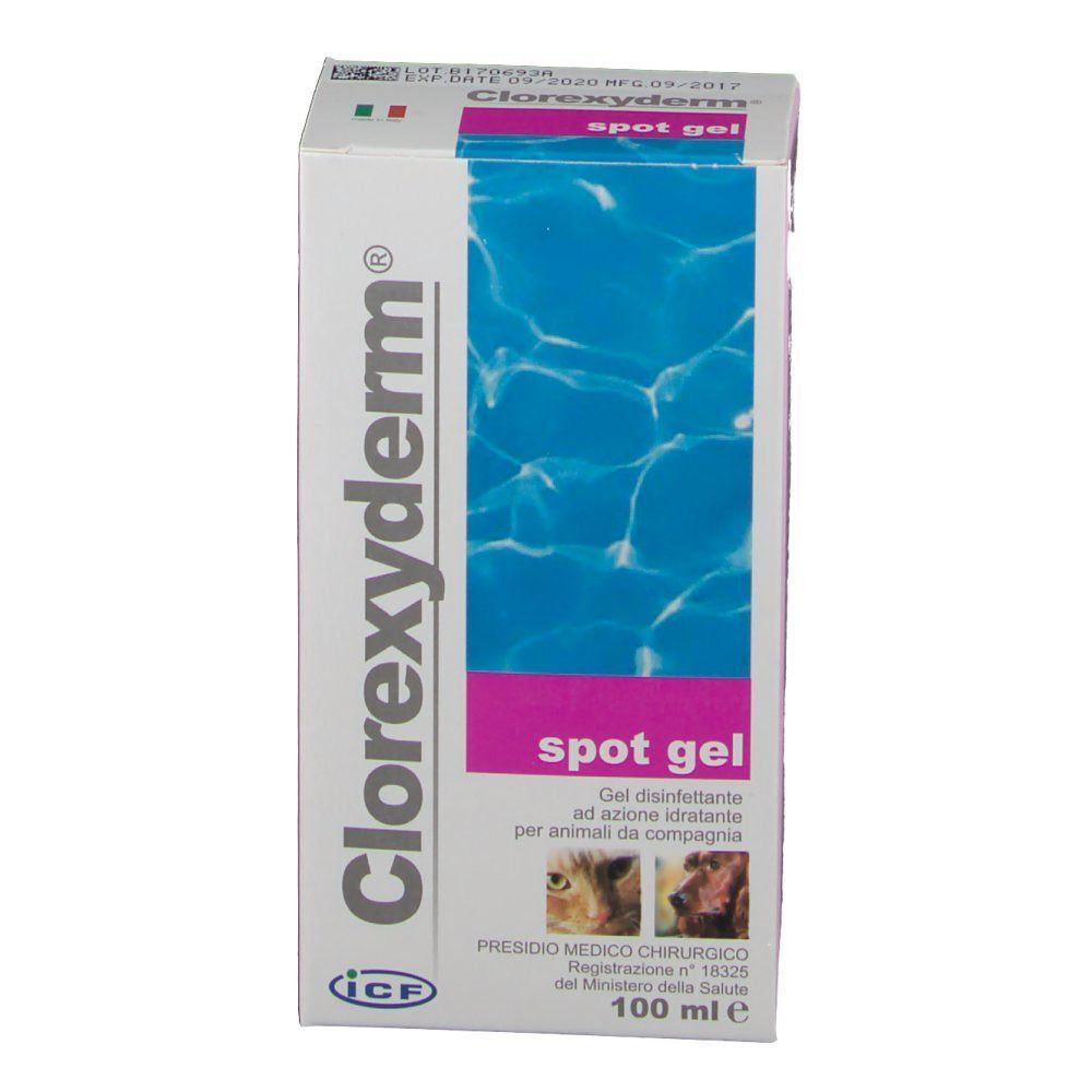 Clorexyderm spot gel 100 ml, gel disinfettante per animali.