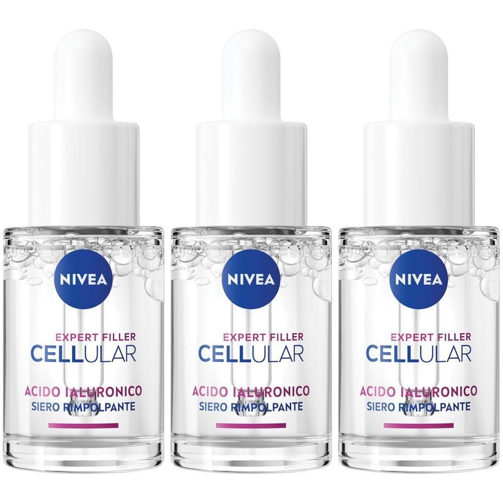 Nivea Cellular Expert Filler Siero Viso Acido Ialuronico Rimpolpante 15 ml, antirughe e rassodante