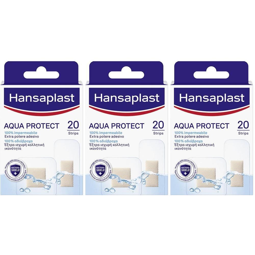Hansaplast Cerotti Aqua Protect, Cerotti impermeabili extra adesivi, 20 pezzi in 2 formati assortiti