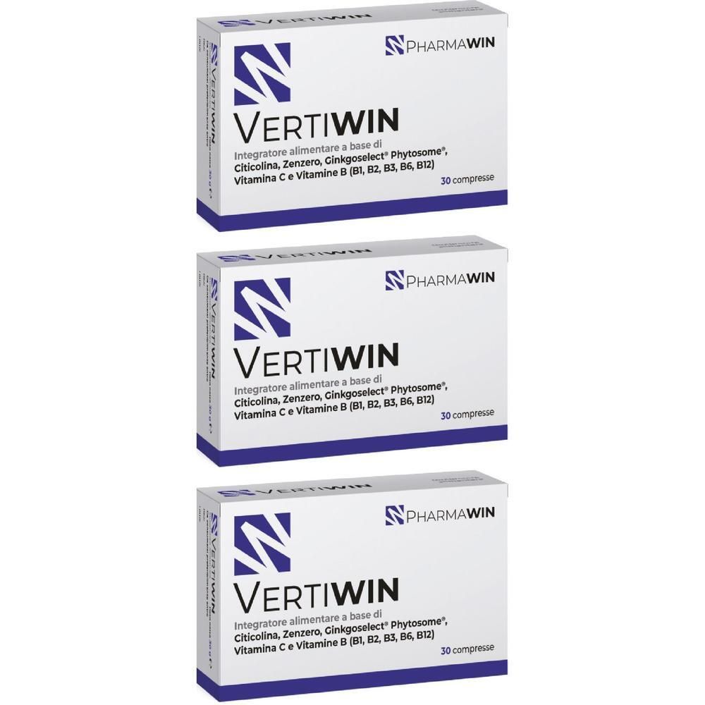 Tre confezioni di integratore alimentare Vertiwin, 30 compresse.