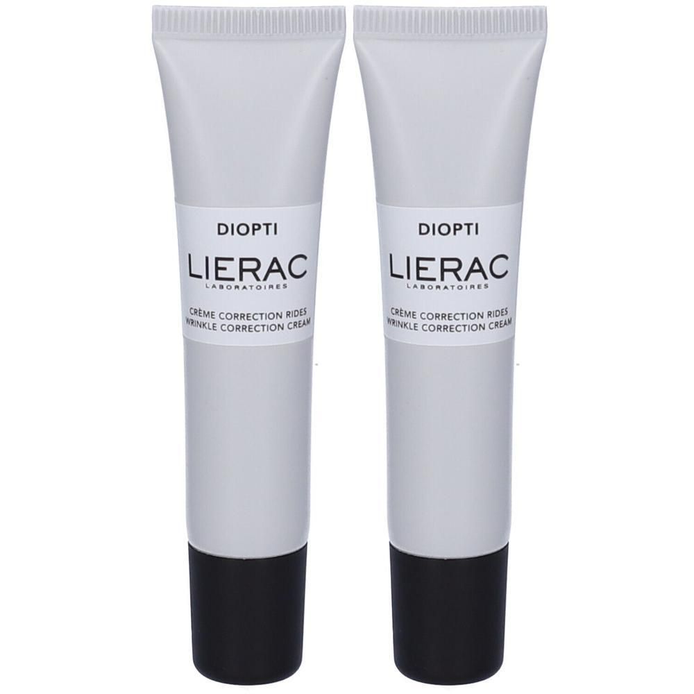 Due tubetti di crema correzione rughe Lierac Diopti con tappo nero.