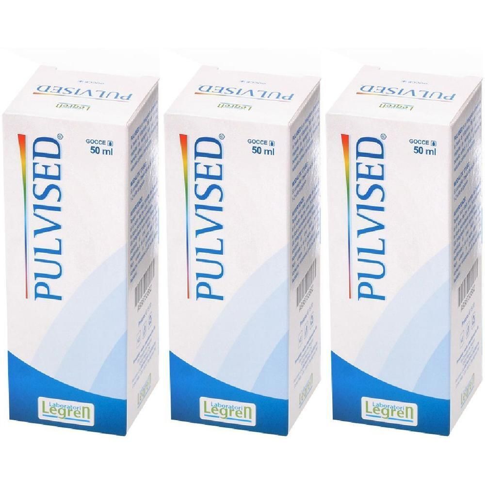 Tre scatole di Pulvised Gocce 50 ml con logo Legren.