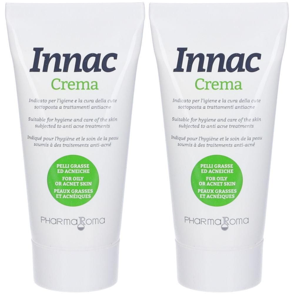 Due tubi bianchi Innac Crema per pelli grasse ed acneiche.