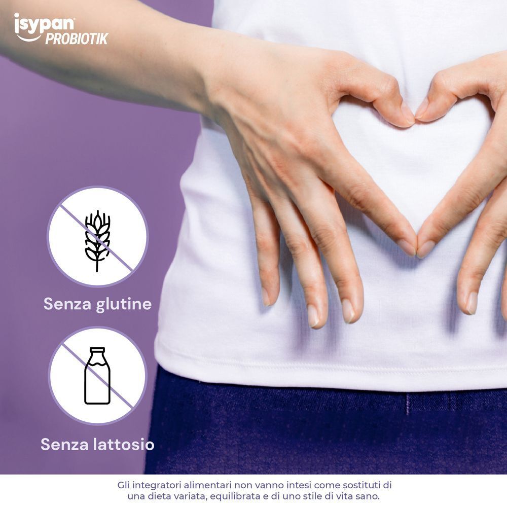 Primo piano sull'addome, mani a forma di cuore. Simboli senza glutine e senza lattosio.