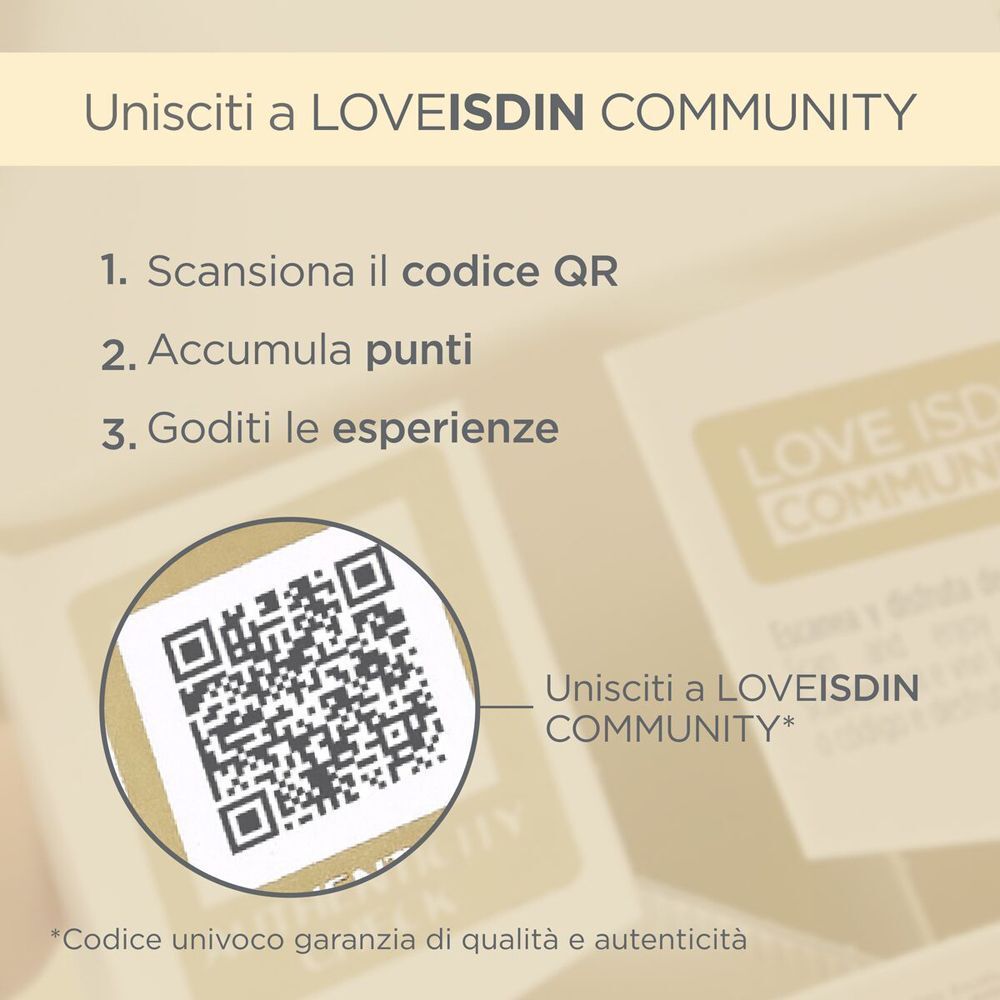 Codice QR e istruzioni per unirsi alla LOVEISDIN COMMUNITY.