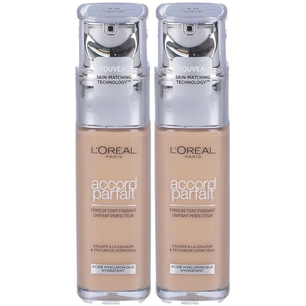 L'Oréal Paris MakeUp Fondotinta Accord Parfait, Effetto Naturale, Arricchito con Acido Ialuronico, 2.N Vanille/Vanilla, 30 ml
