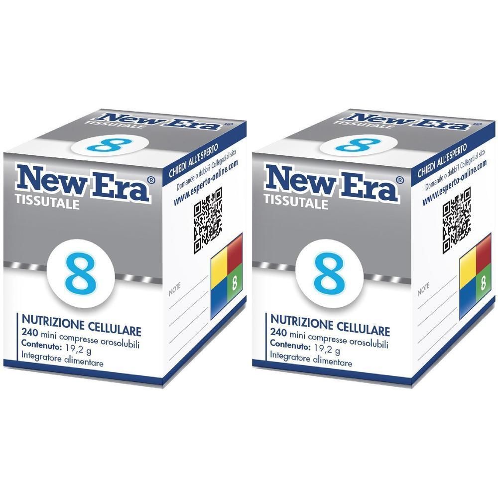 Due confezioni di New Era Tissutale, 240 mini compresse, nutrizione cellulare.