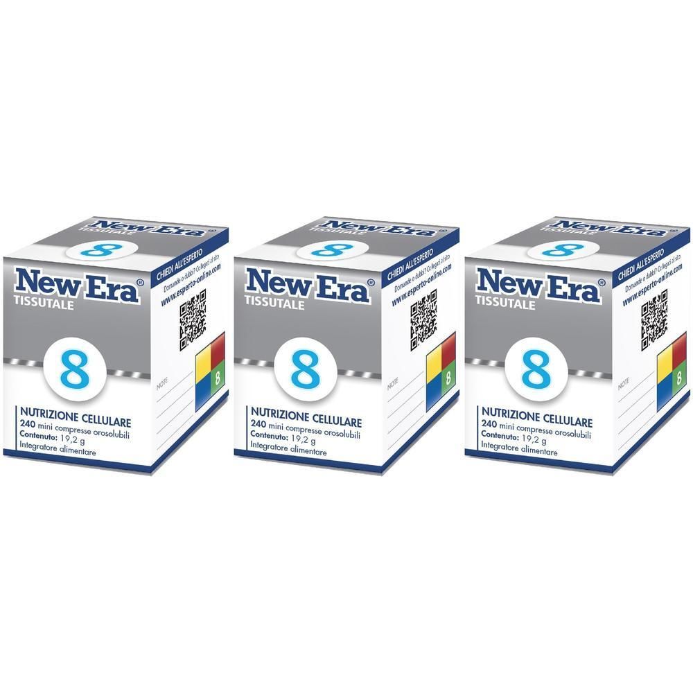 Tre confezioni New Era Tissutale 8, Nutrizione Cellulare, 240 compresse orodispersibili.