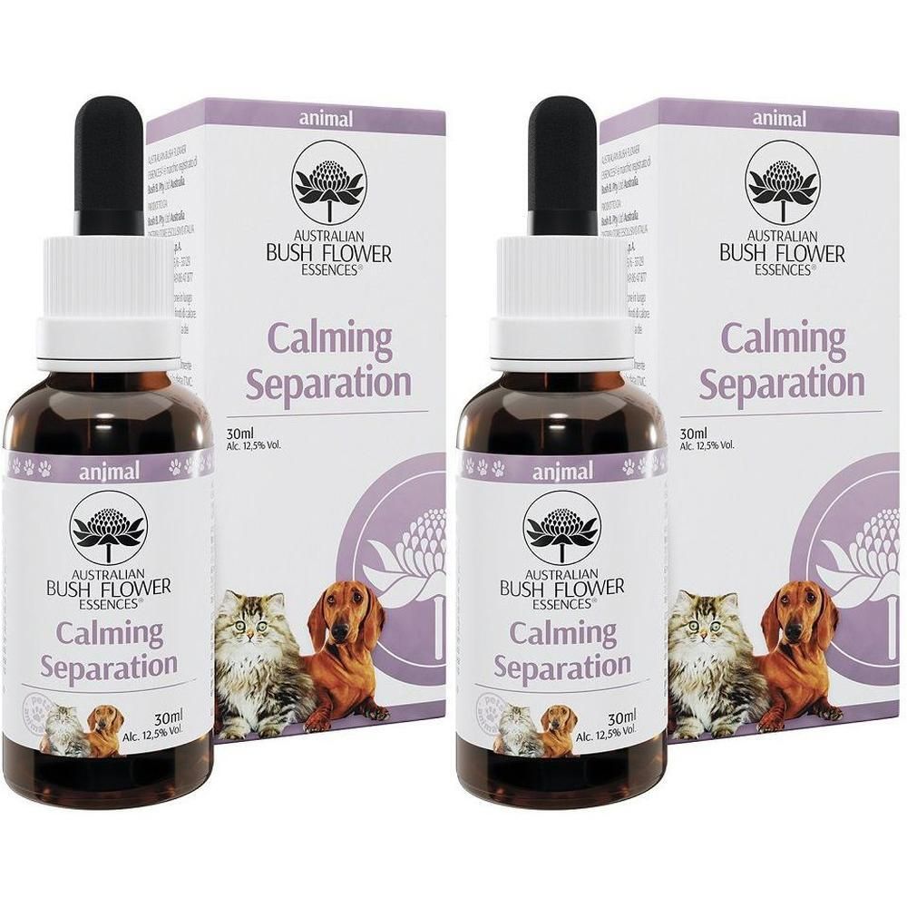 Due flaconi e scatole per Calming Separation di Australian Bush Flower Essences.
