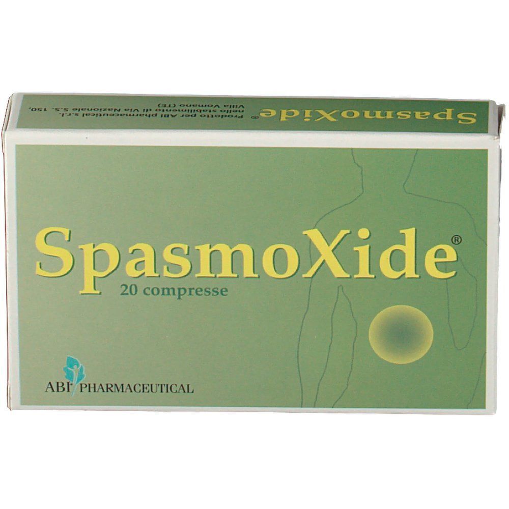 Fronte di una confezione SpasmOxide Compresse con nome del prodotto e indicazione del produttore.
