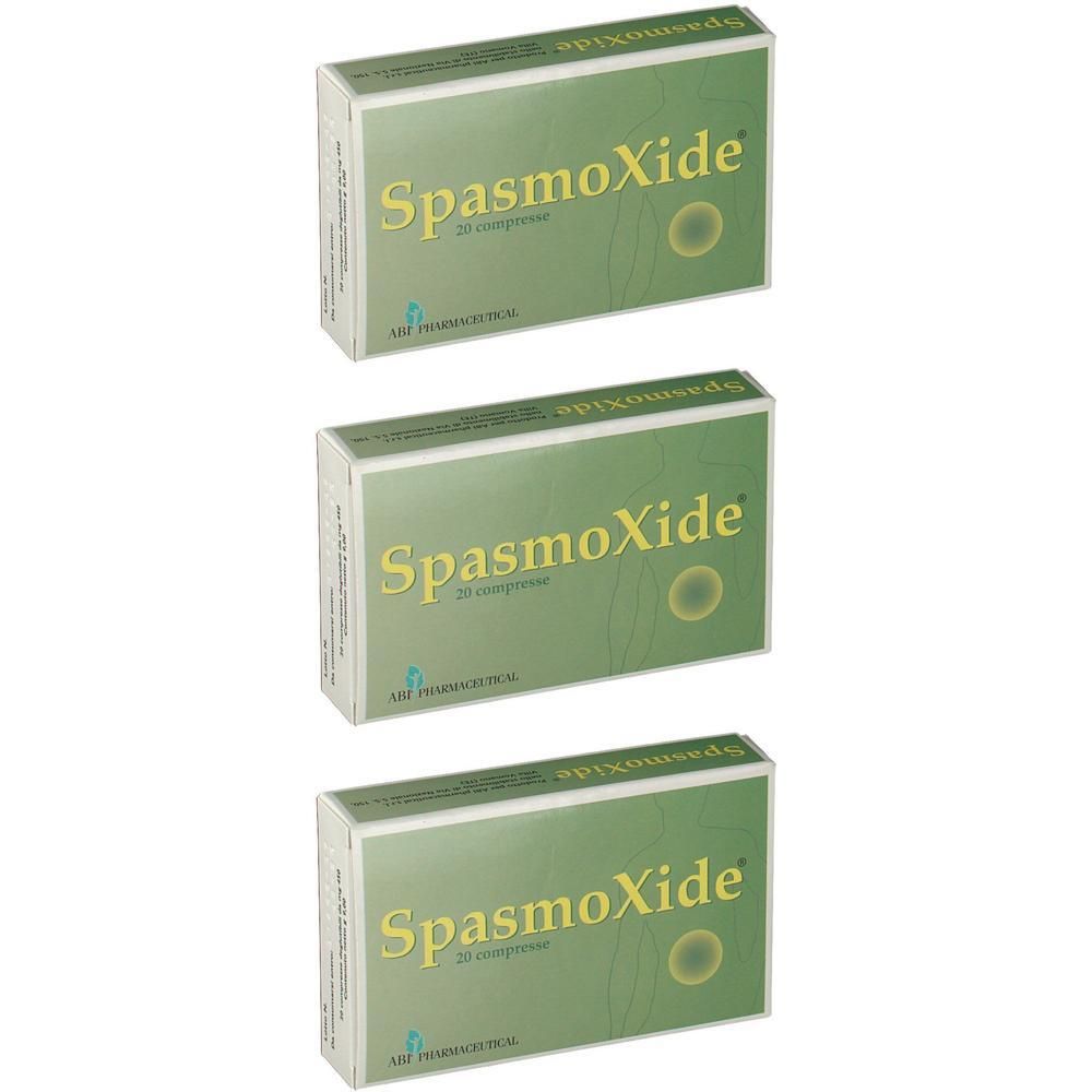 Tre confezioni di SpasmOxide Compresse da 20 compresse ciascuna.