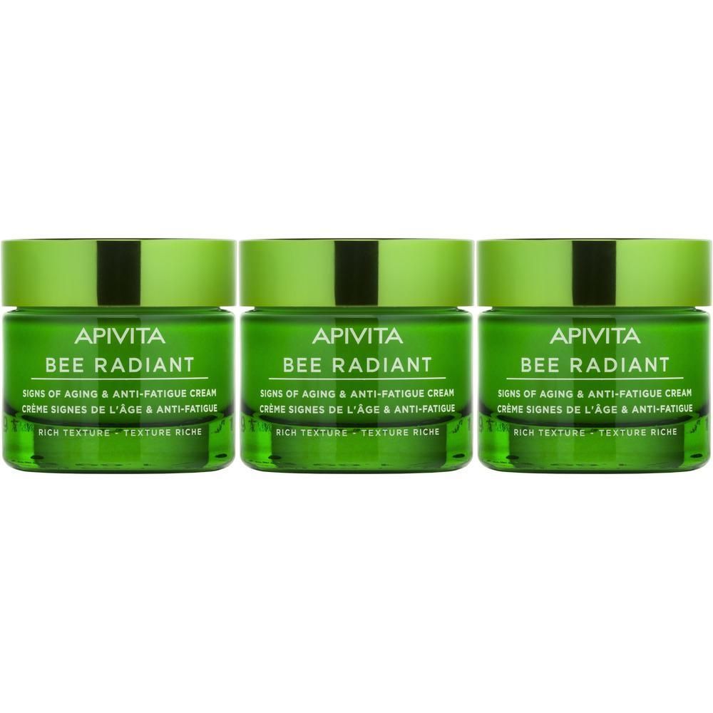 Apivita Bee Radiant Crema viso anti-età e antirughe per pelle luminosa - texture ricca
