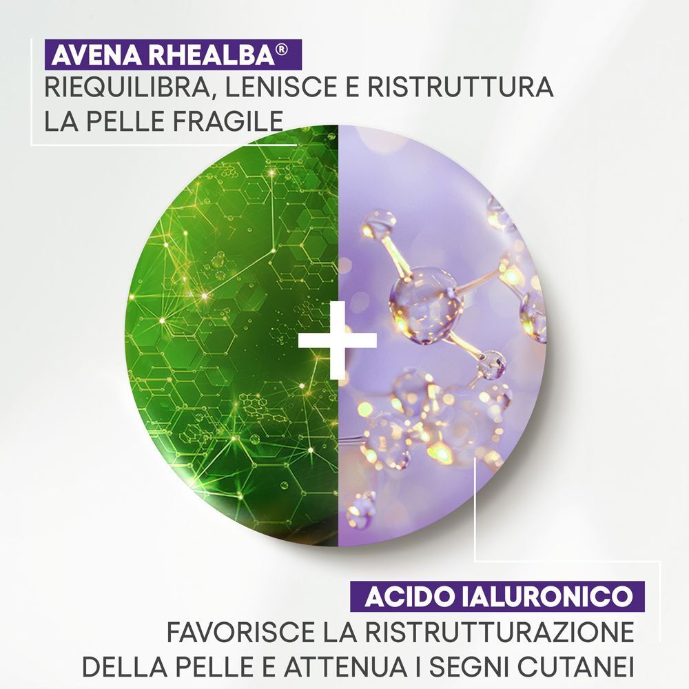 Rappresentazione grafica di Avene Rhealba e acido ialuronico nella crema Epitheliale Ultra Repair.