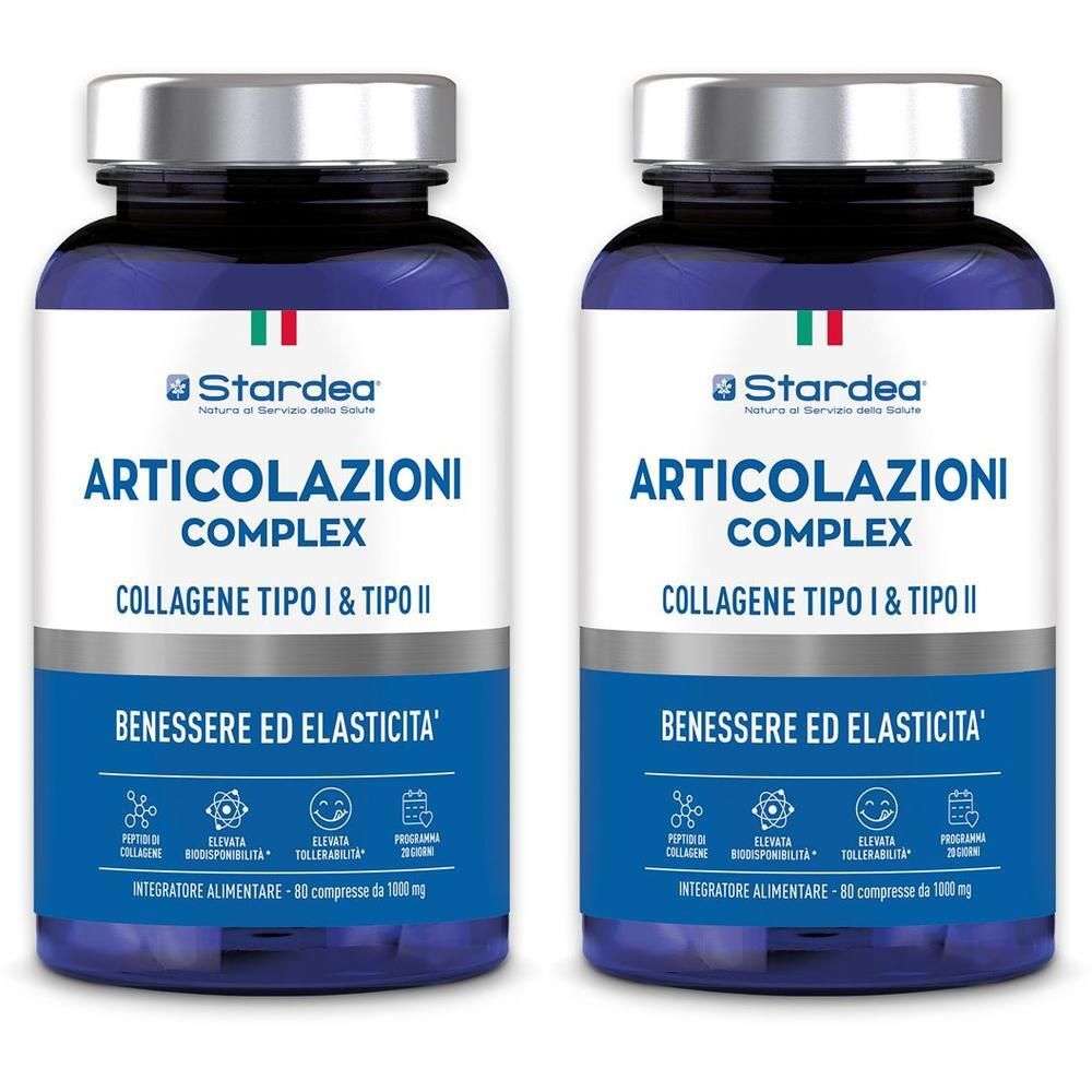 Due flaconi di Stardea Articolazioni Complex, integratore alimentare con Collagene Tipo I & II.