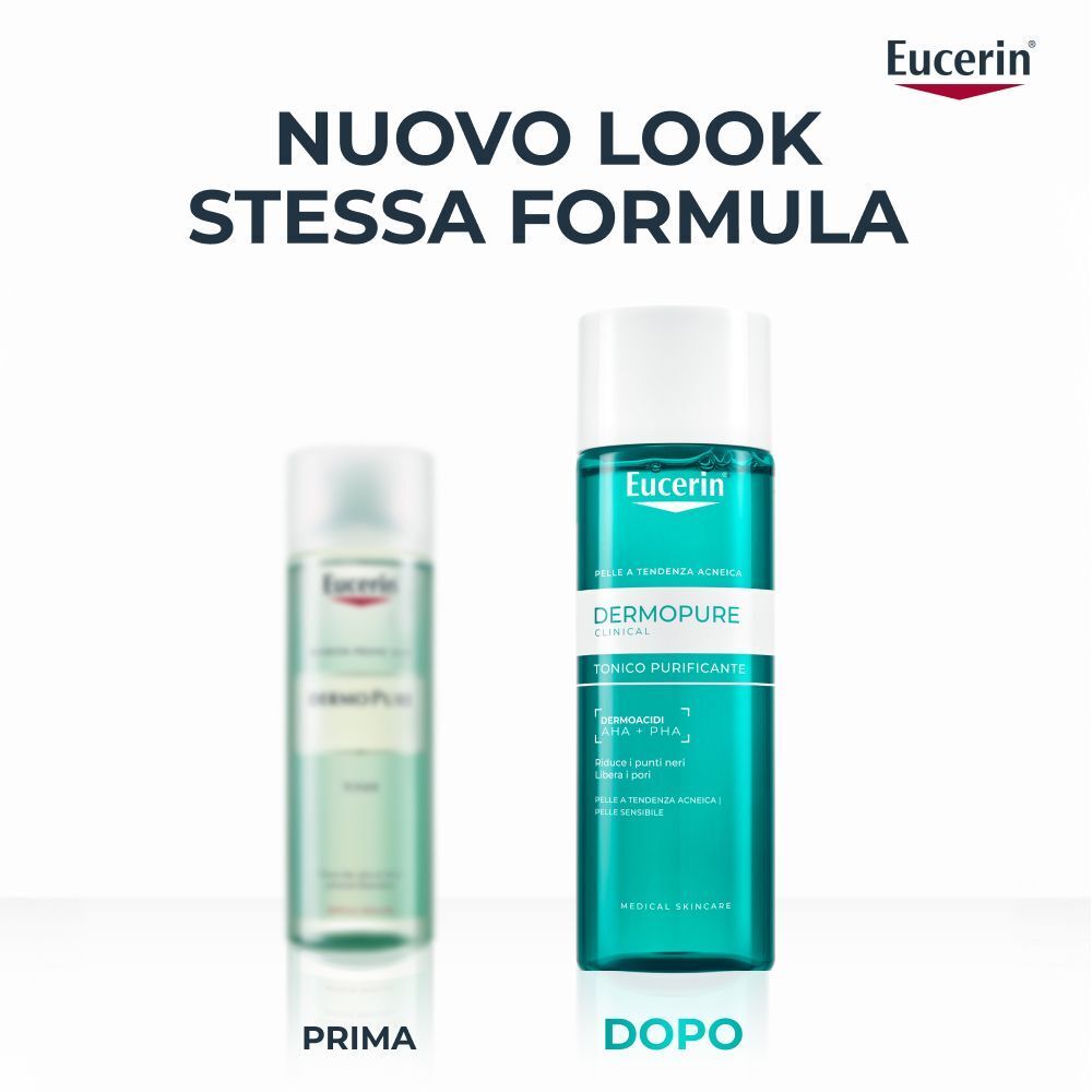 Confronto: Vecchio e nuovo packaging di Eucerin Dermopure Tonico Purificante.