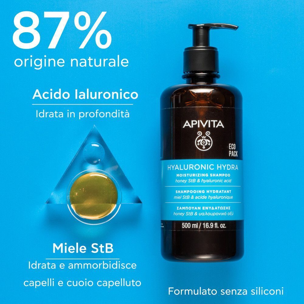 Apivita Hyaluronic Hydra Shampoo Idratante Anti-crespo con Acido Ialuronico per capelli morbidi