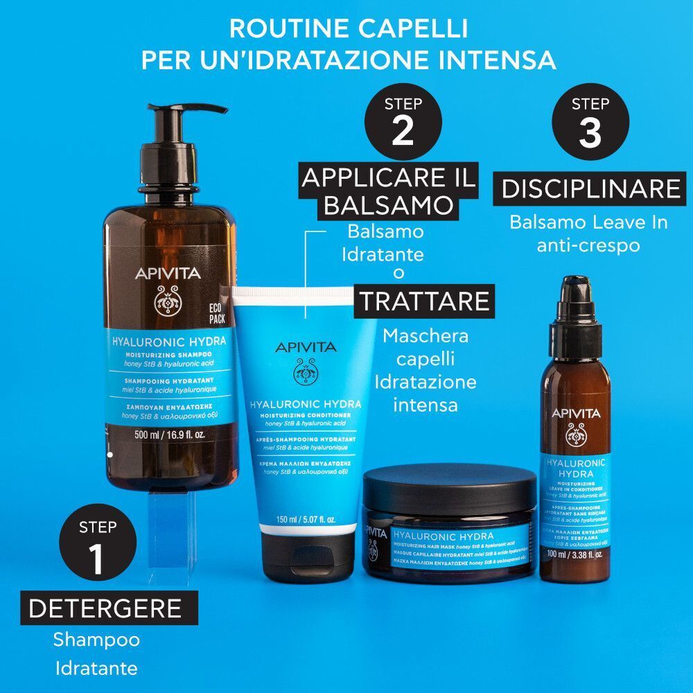 Apivita Hyaluronic Hydra Shampoo Idratante Anti-crespo con Acido Ialuronico per capelli morbidi