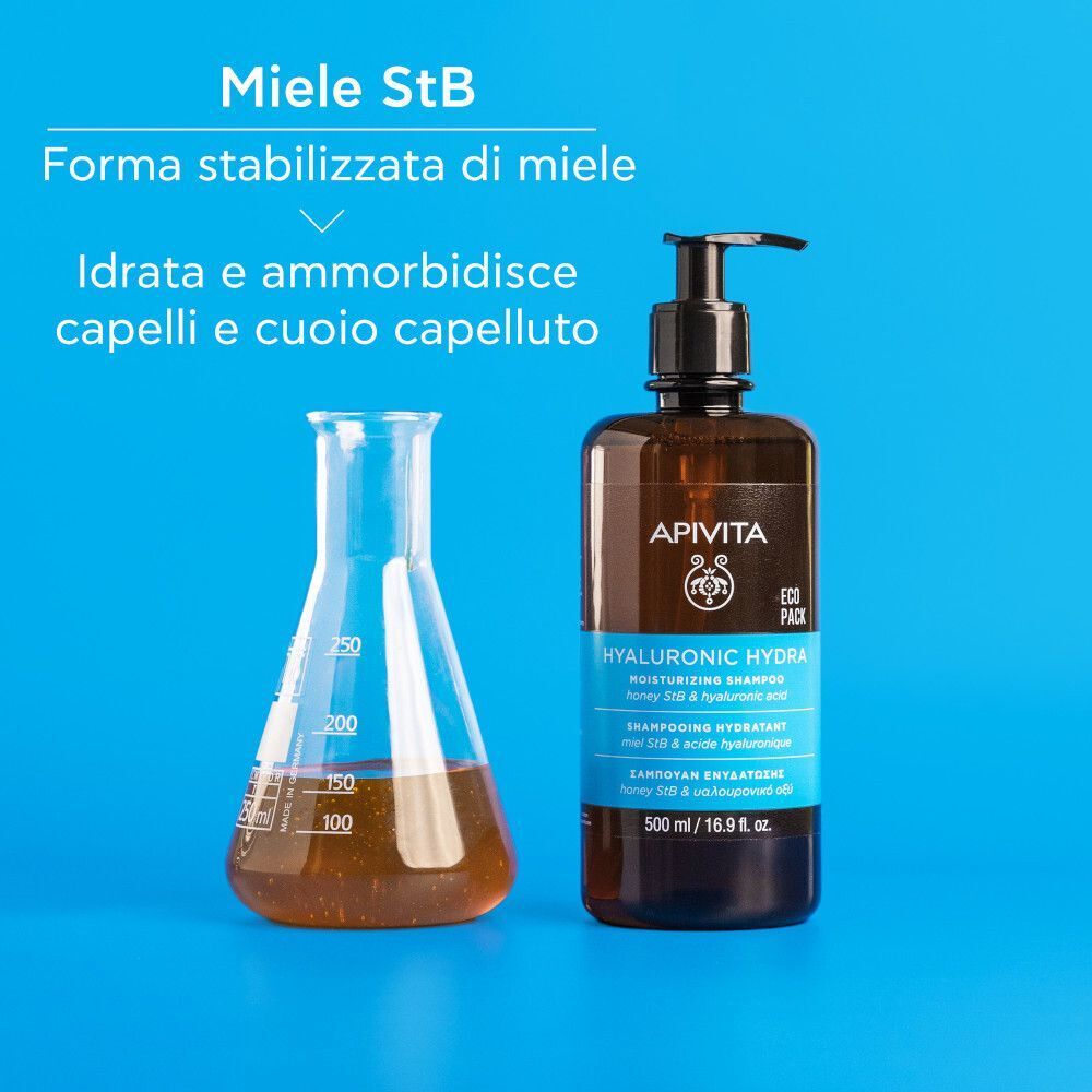 Apivita Hyaluronic Hydra Shampoo Idratante Anti-crespo con Acido Ialuronico per capelli morbidi