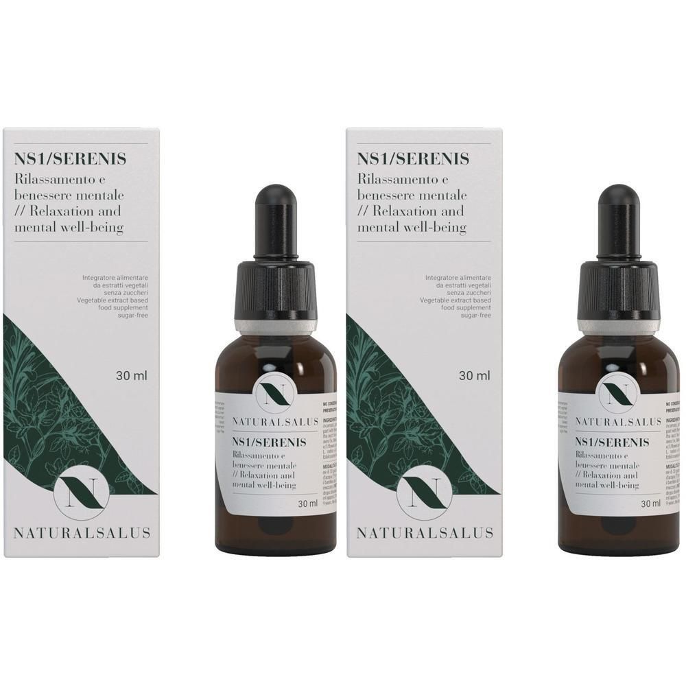 Tre flaconi Ns1 Serenis con contagocce e confezione, 30 ml.