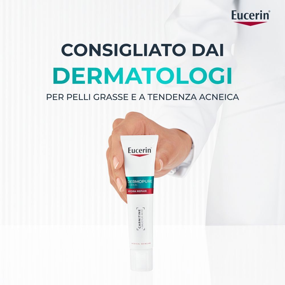 Tubo Eucerin Dermopure Hydra Repair, consigliato dai dermatologi.