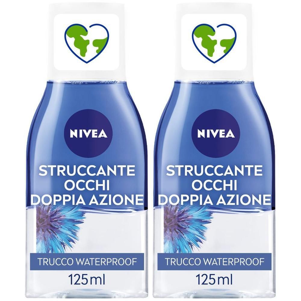 Nivea Struccante Occhi Doppia Azione 125 ml, Olio struccante bifasico per gli occhi