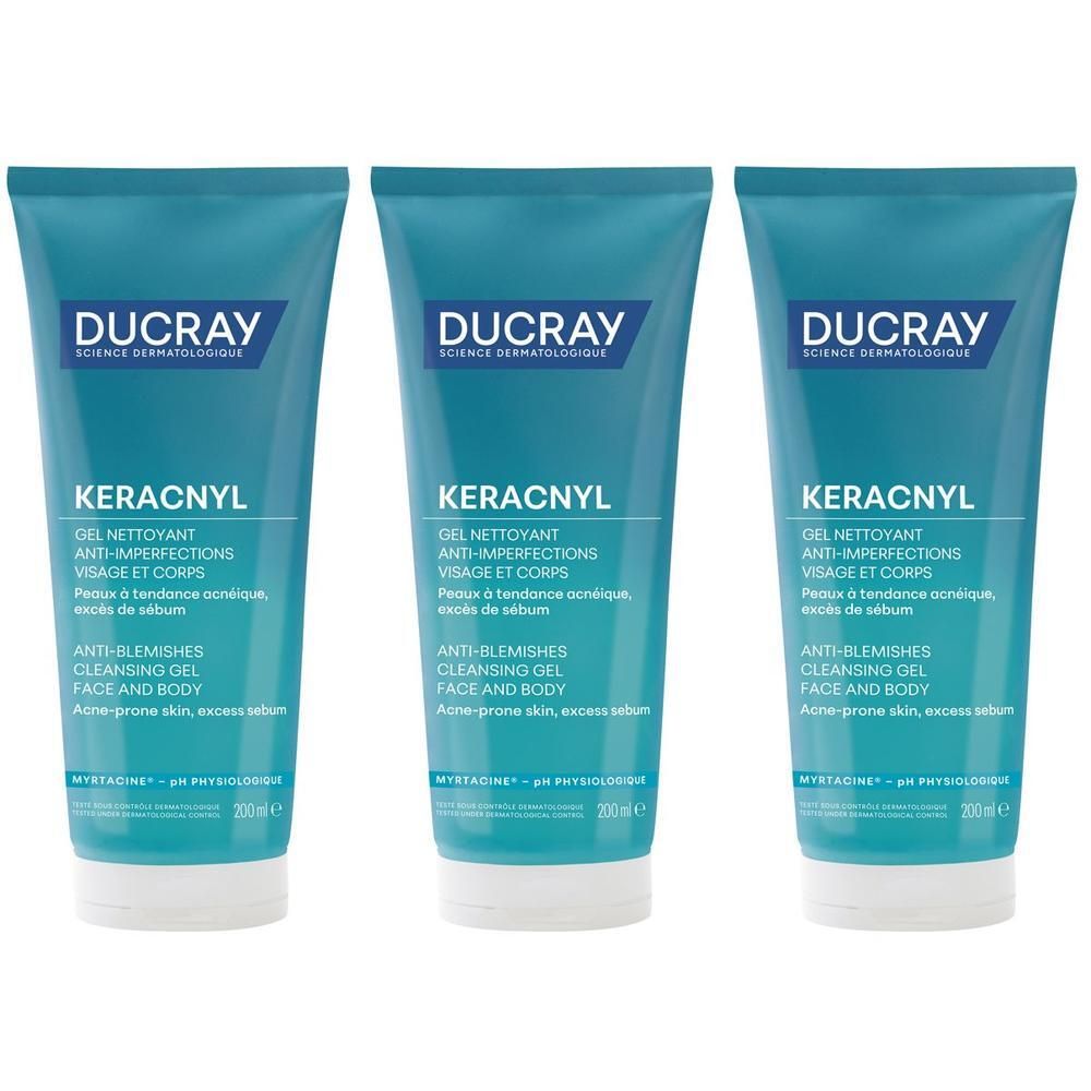 Ducray Keracnyl Gel detergente 200ml - Pelle grassa a tendenza acneica