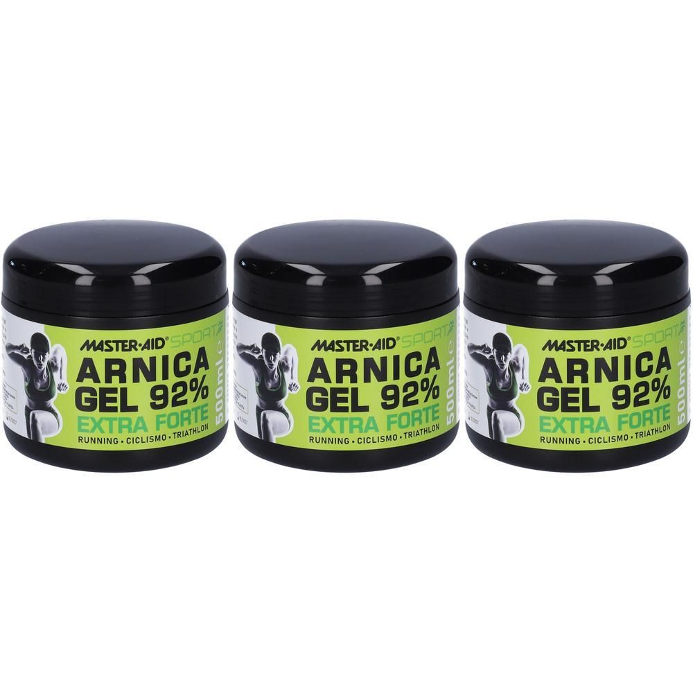 Tre vasetti di Gel Arnica 92% Extra Forte Master-Aid Sport.
