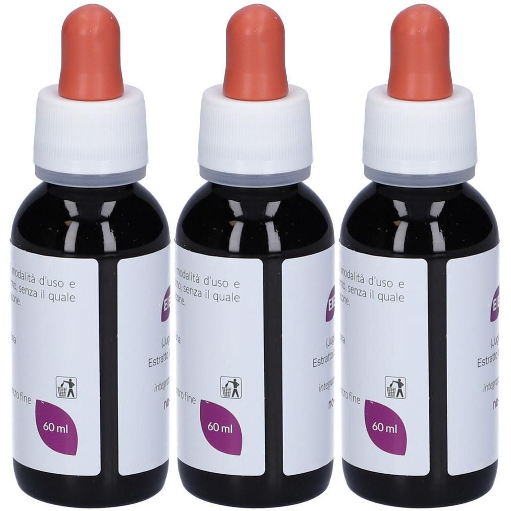 Tre flaconi contagocce con tappo, ciascuno da 60 ml.