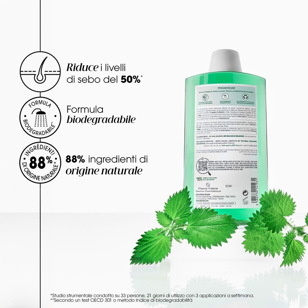 Klorane Shampoo all'Ortica BIO 200ml - Capelli grassi, purificante